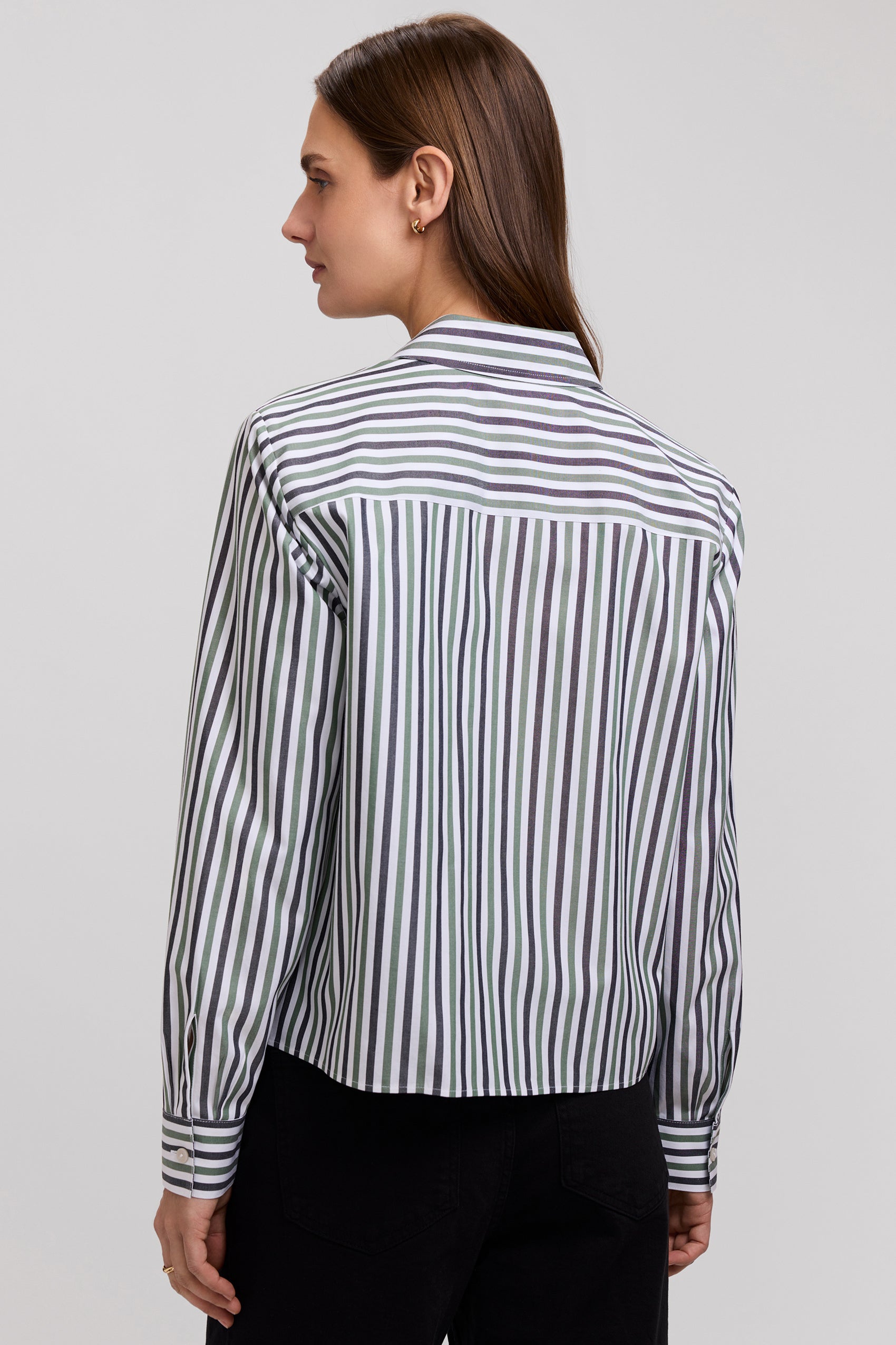Jodie No Iron Pinpoint Stripe Long Sleeve Short Shirt
