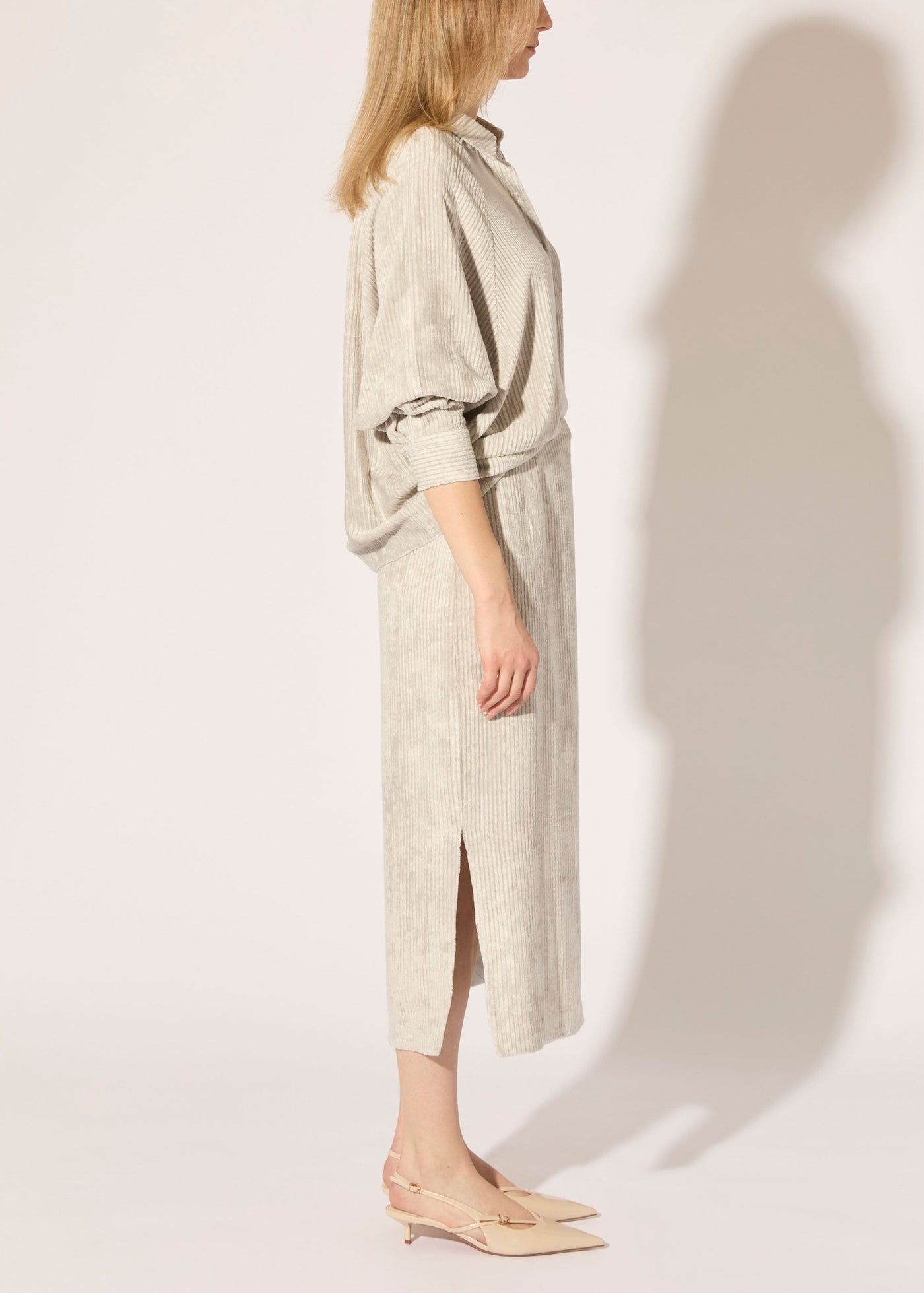 Corded Viscose Midi Skirt