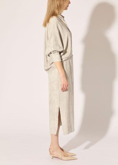 Corded Viscose Midi Skirt