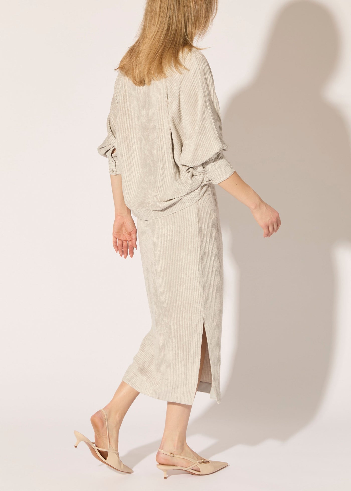 Corded Viscose Midi Skirt