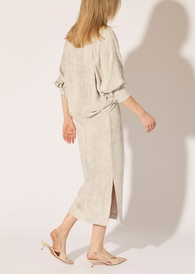 Corded Viscose Midi Skirt