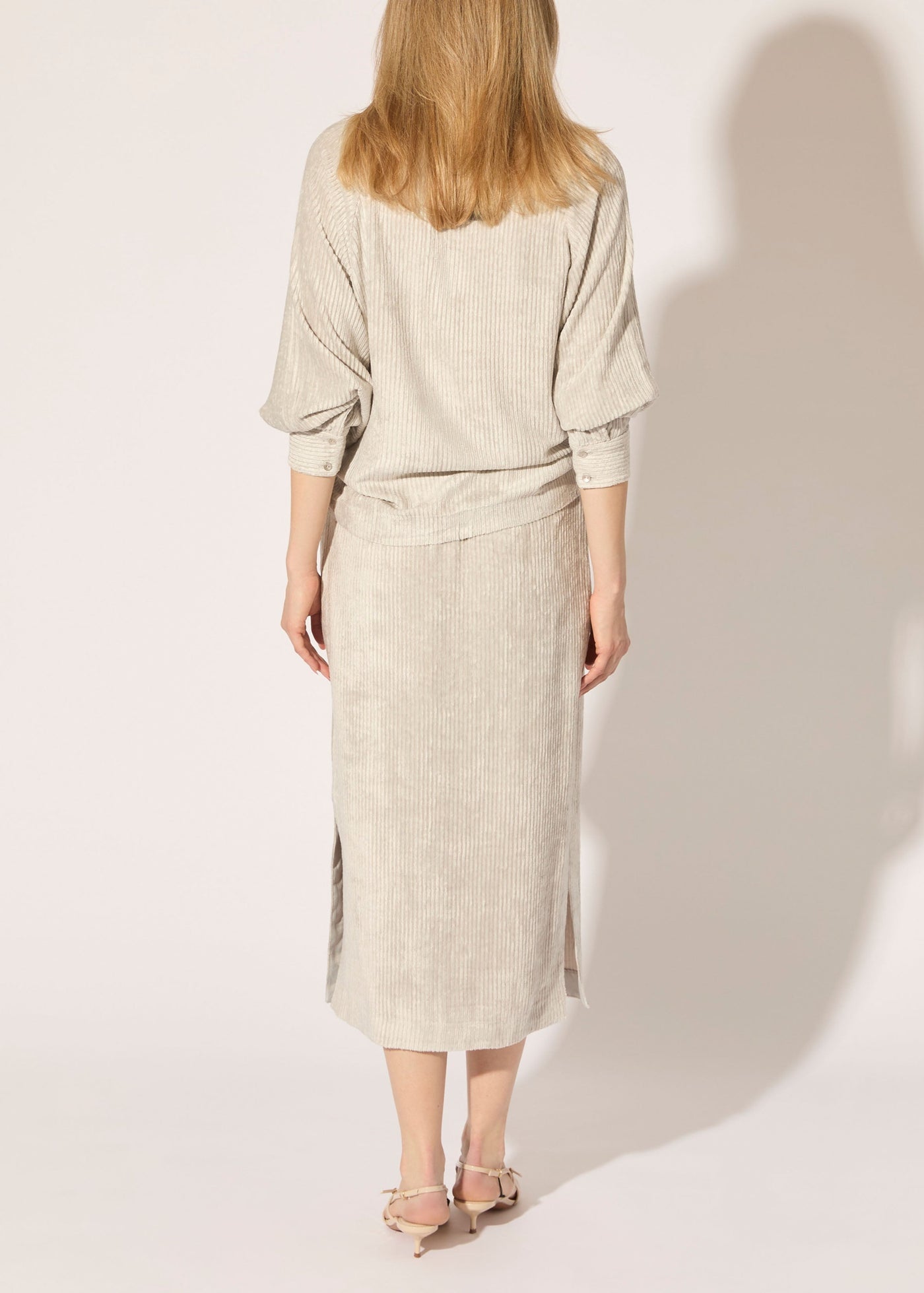 Corded Viscose Midi Skirt