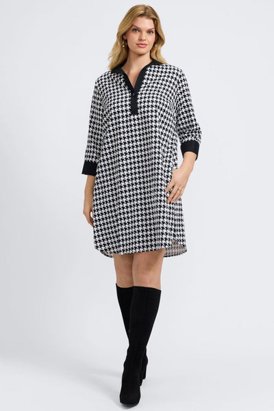 Sloane Classic Houndstooth 3/4 Sleeve Dress