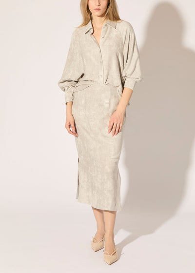 Corded Viscose Midi Skirt