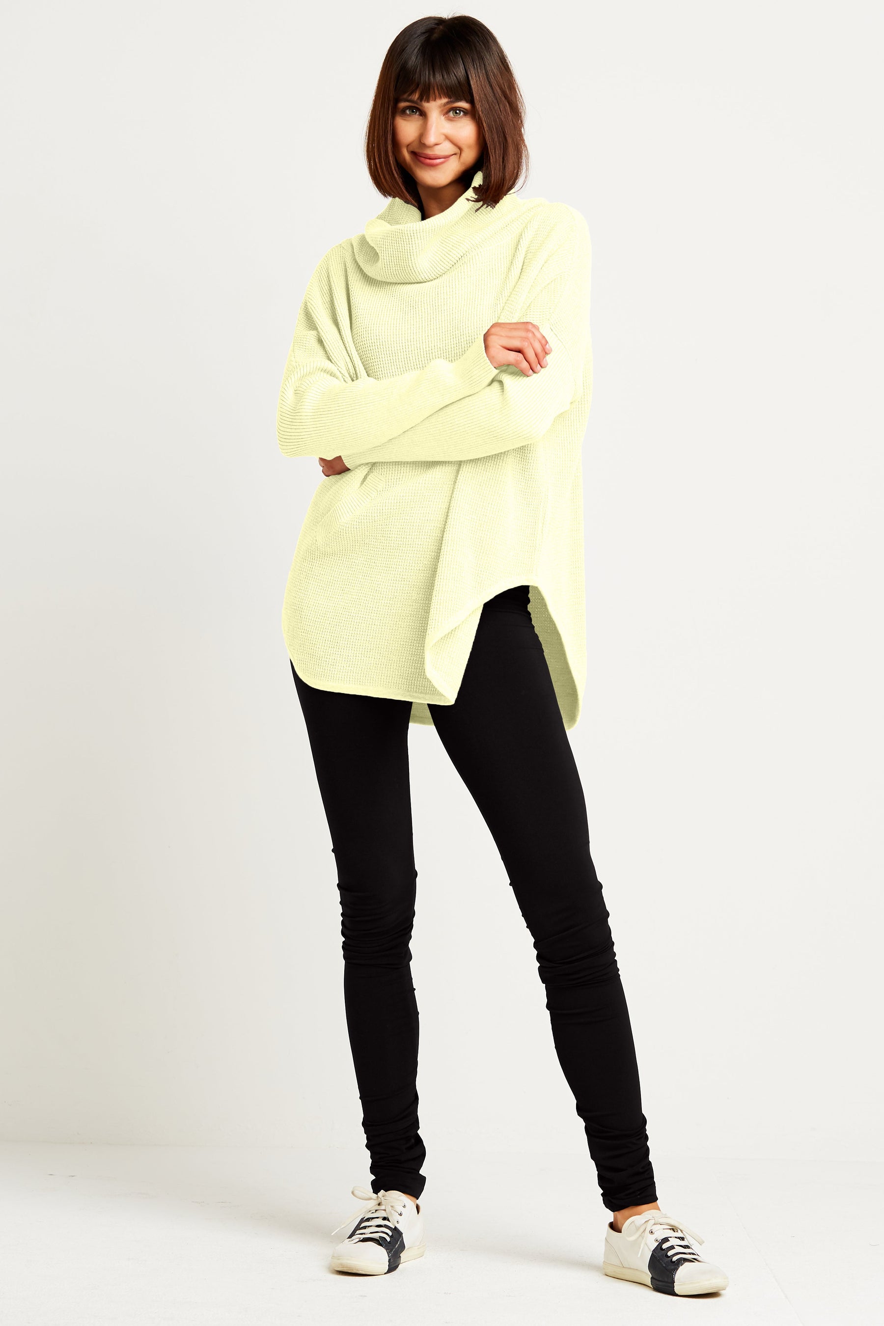Pima Cotton Waffle Cowl Sweater