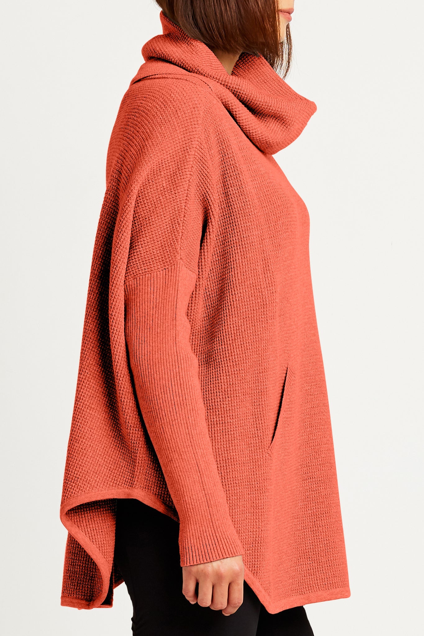 Pima Cotton Waffle Cowl Sweater