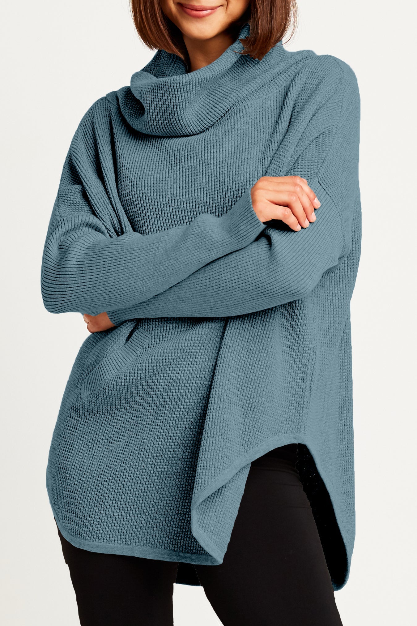 Pima Cotton Waffle Cowl Sweater