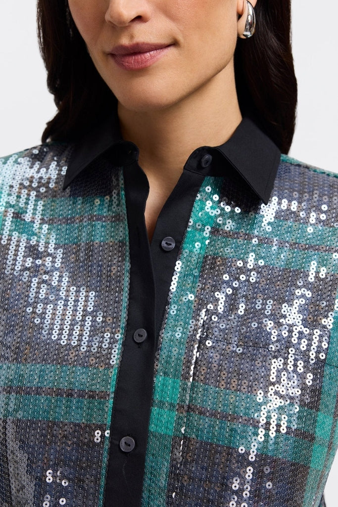 #color_sequined green plaid