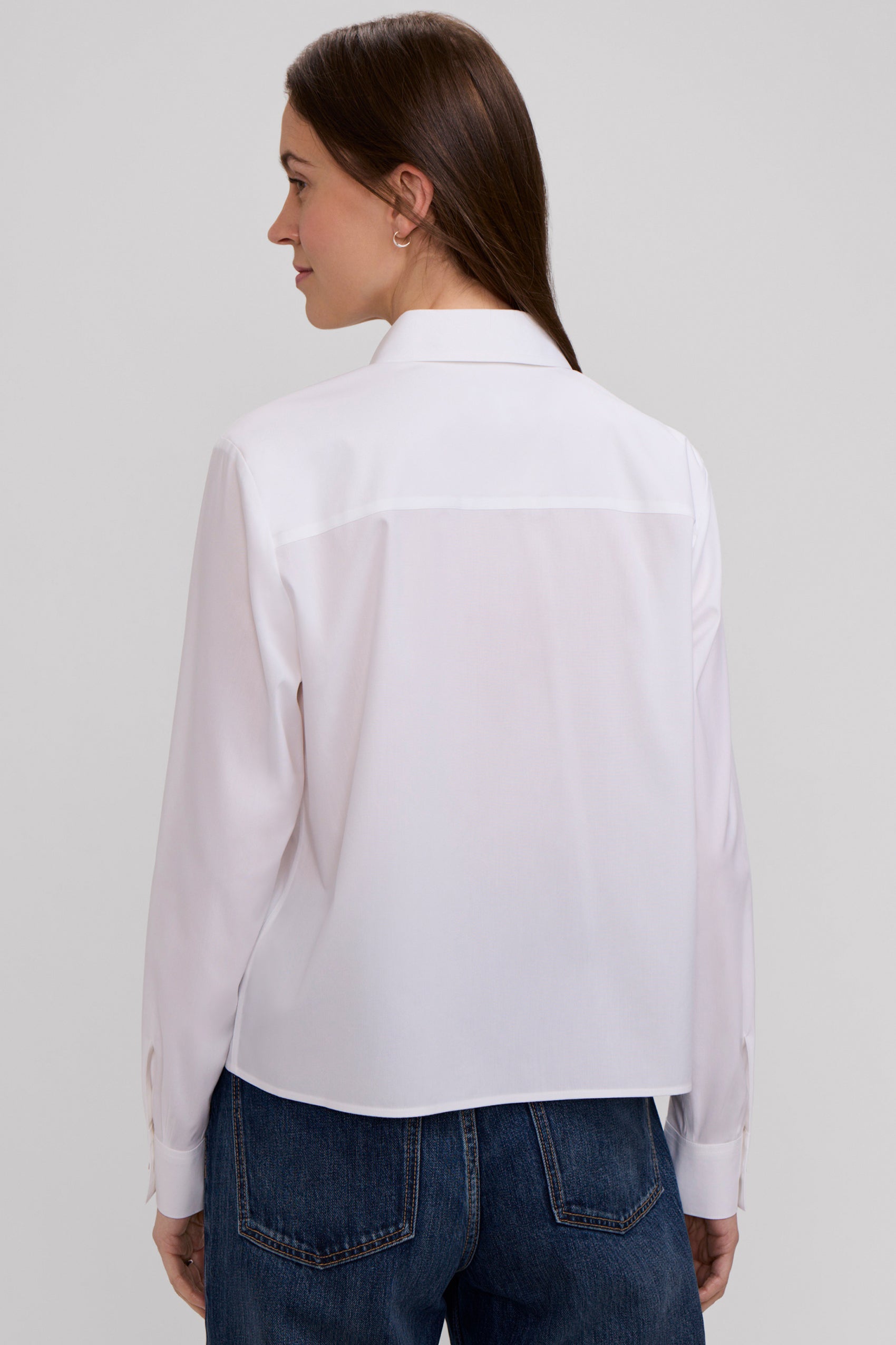 Jodie Stretch Cotton Long Sleeve Pintuck Short Shirt