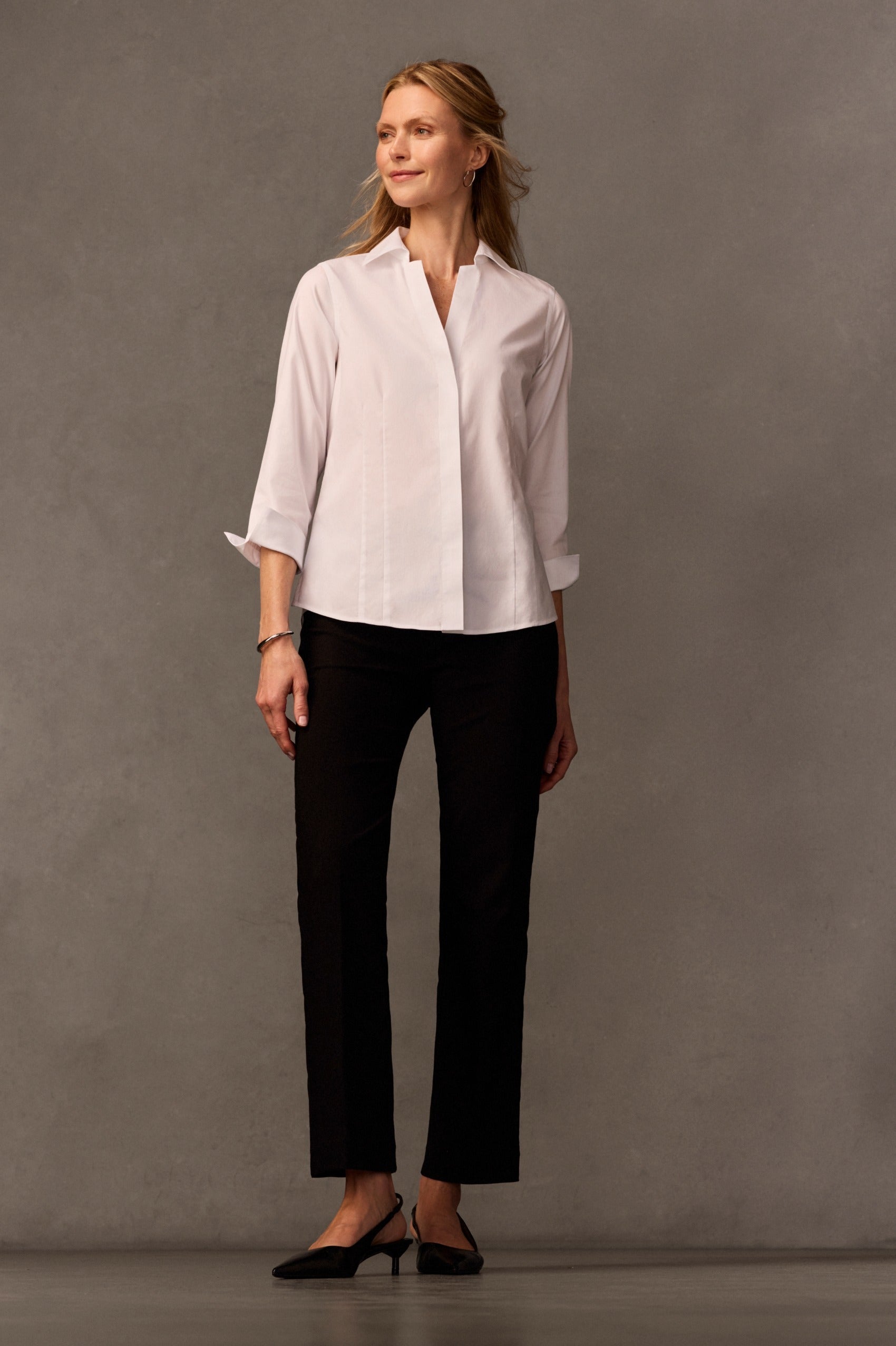Taylor No Iron Pinpoint 3/4 Sleeve Shirt