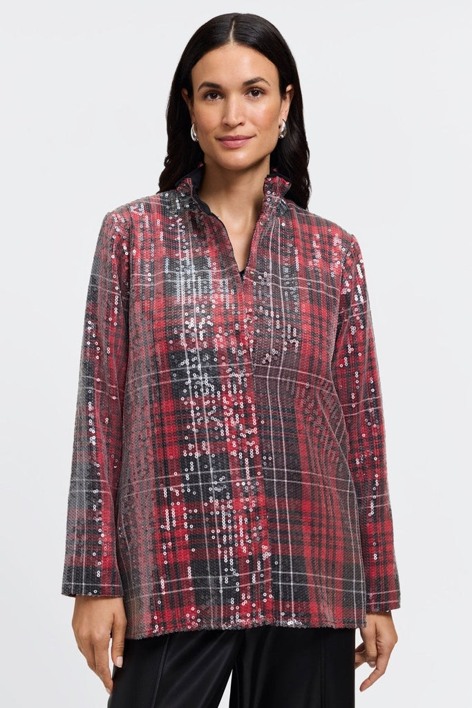 #color_sequined red plaid