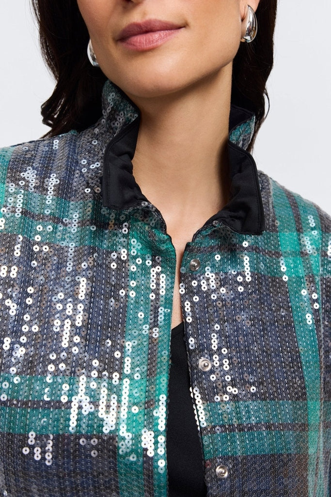 #color_sequined green plaid