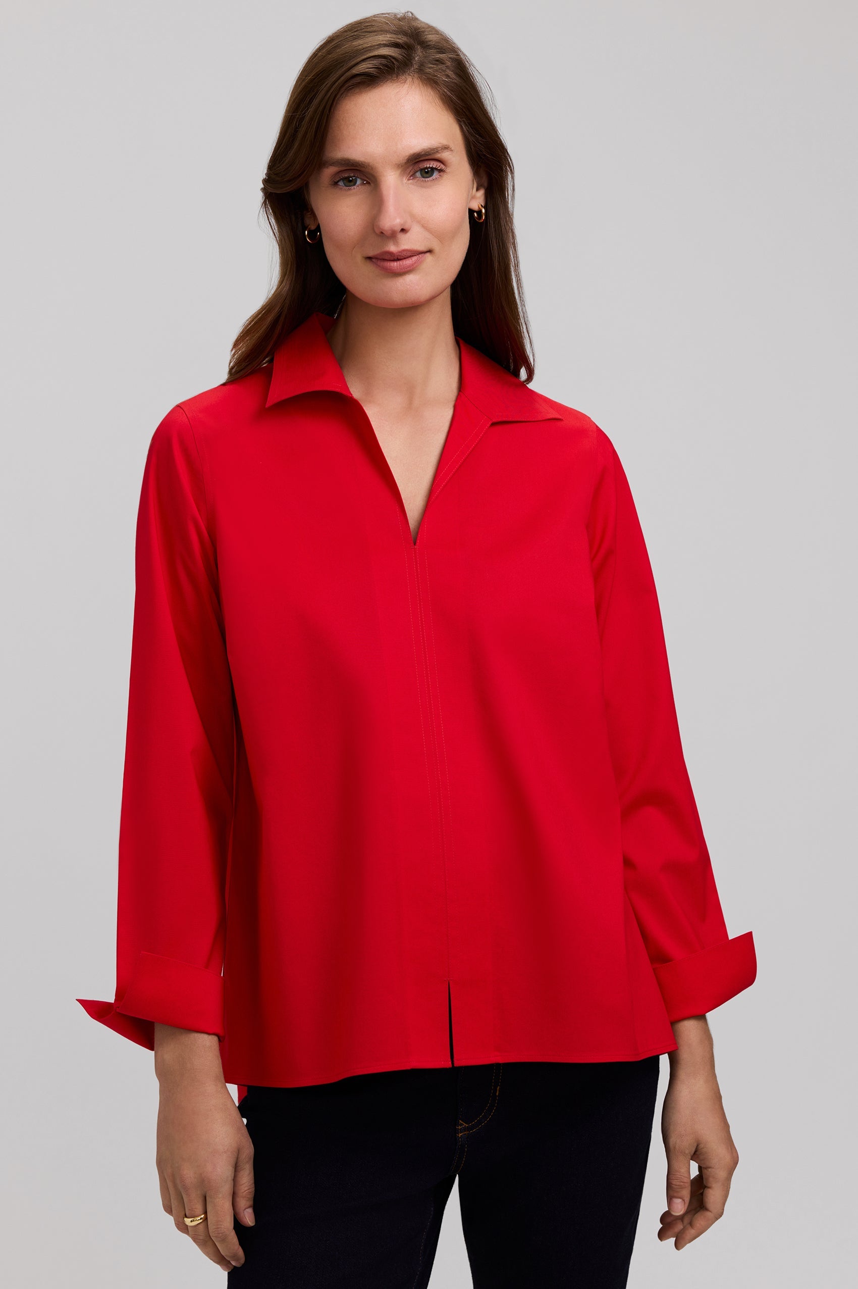 Agnes No Iron Stretch Long Sleeve Popover Shirt
