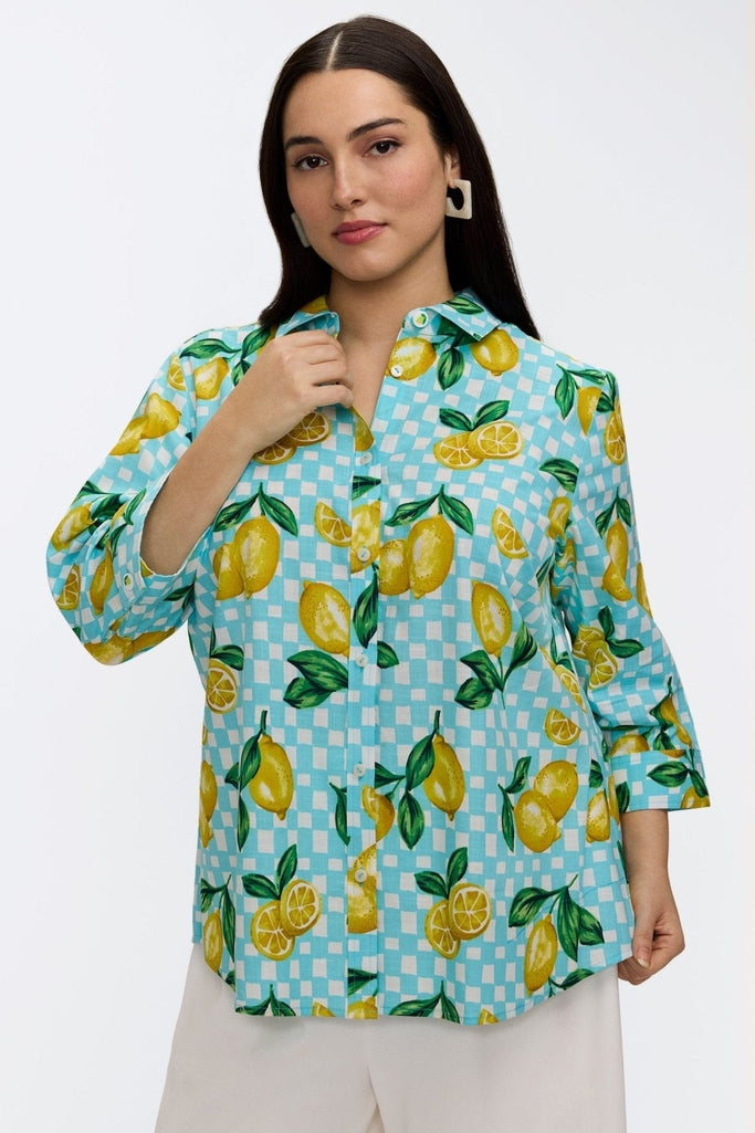 Hampton Plus Riviera Lemon 3/4 Sleeve Shirt