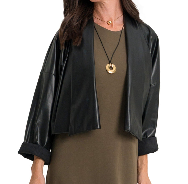 Vegan Leather Origami Jacket - Black
