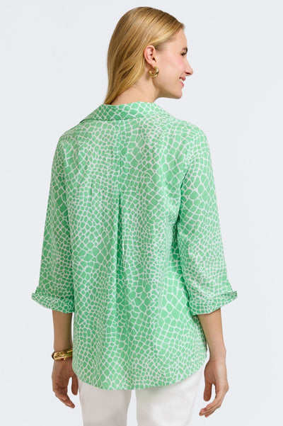 Agnes Linen Giraffe 3/4 Sleeve Popover Shirt