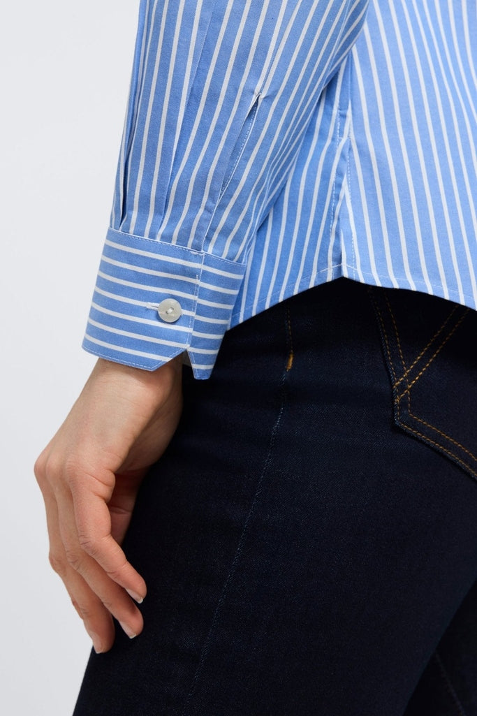 Close up of the sleeve and cuff of the Dianna No Iron Pinpoint Long Sleeve Shirt