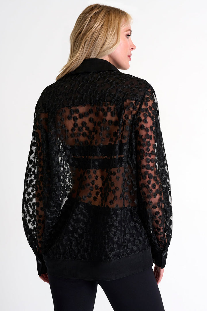 Elegant Embroidered Tulle Shirt - 52463-83-800 02 / 800 Caviar / 100% POLYESTER