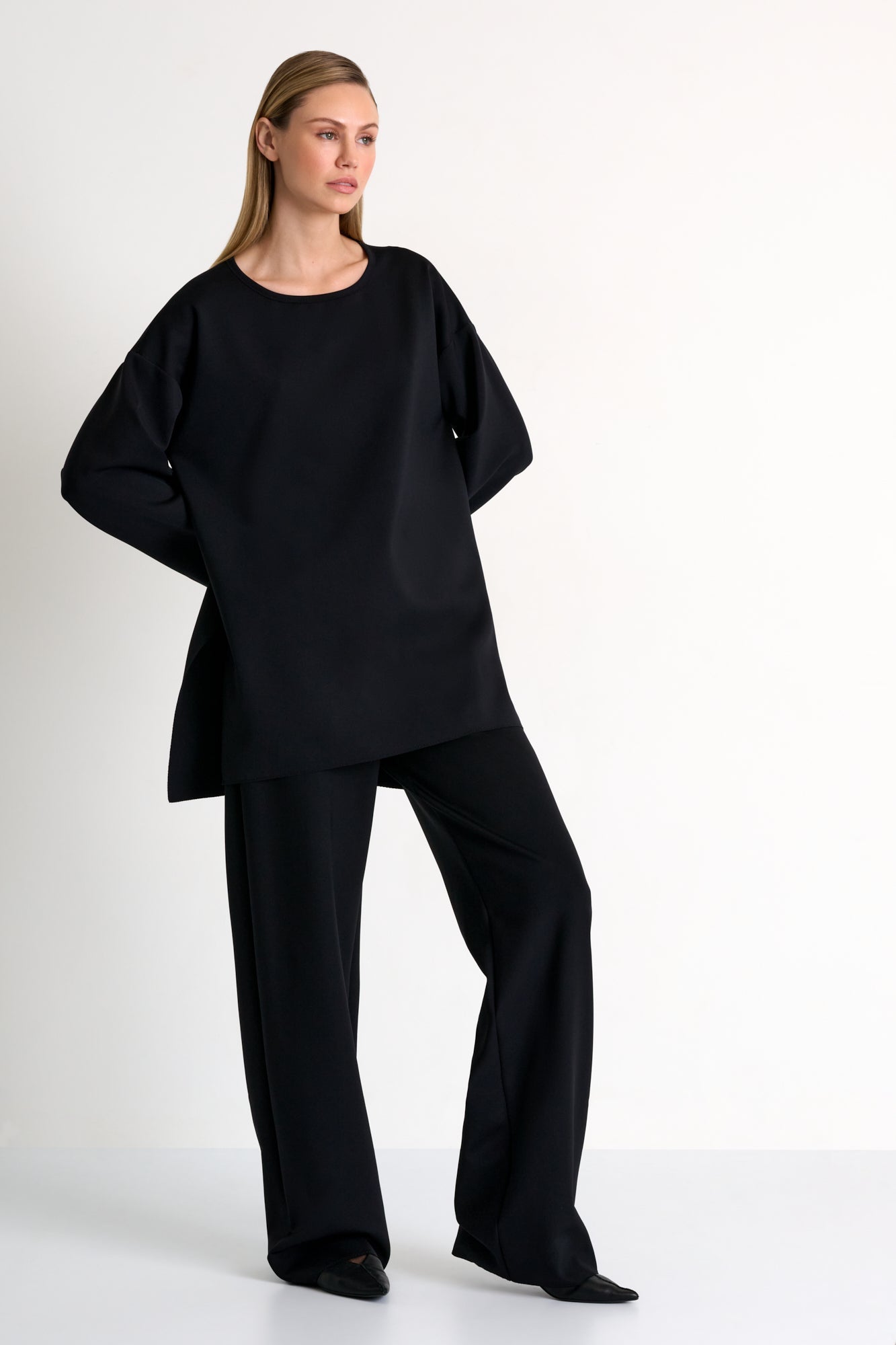 Jersey oversized crewneck  - 52567-64-800 02 / 800 Black