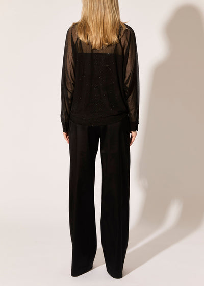 Stretch Satin Stovepipe Pants