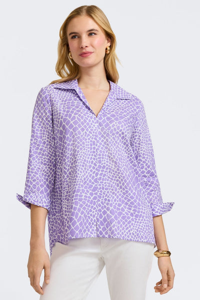 Agnes Linen Giraffe 3/4 Sleeve Popover Shirt