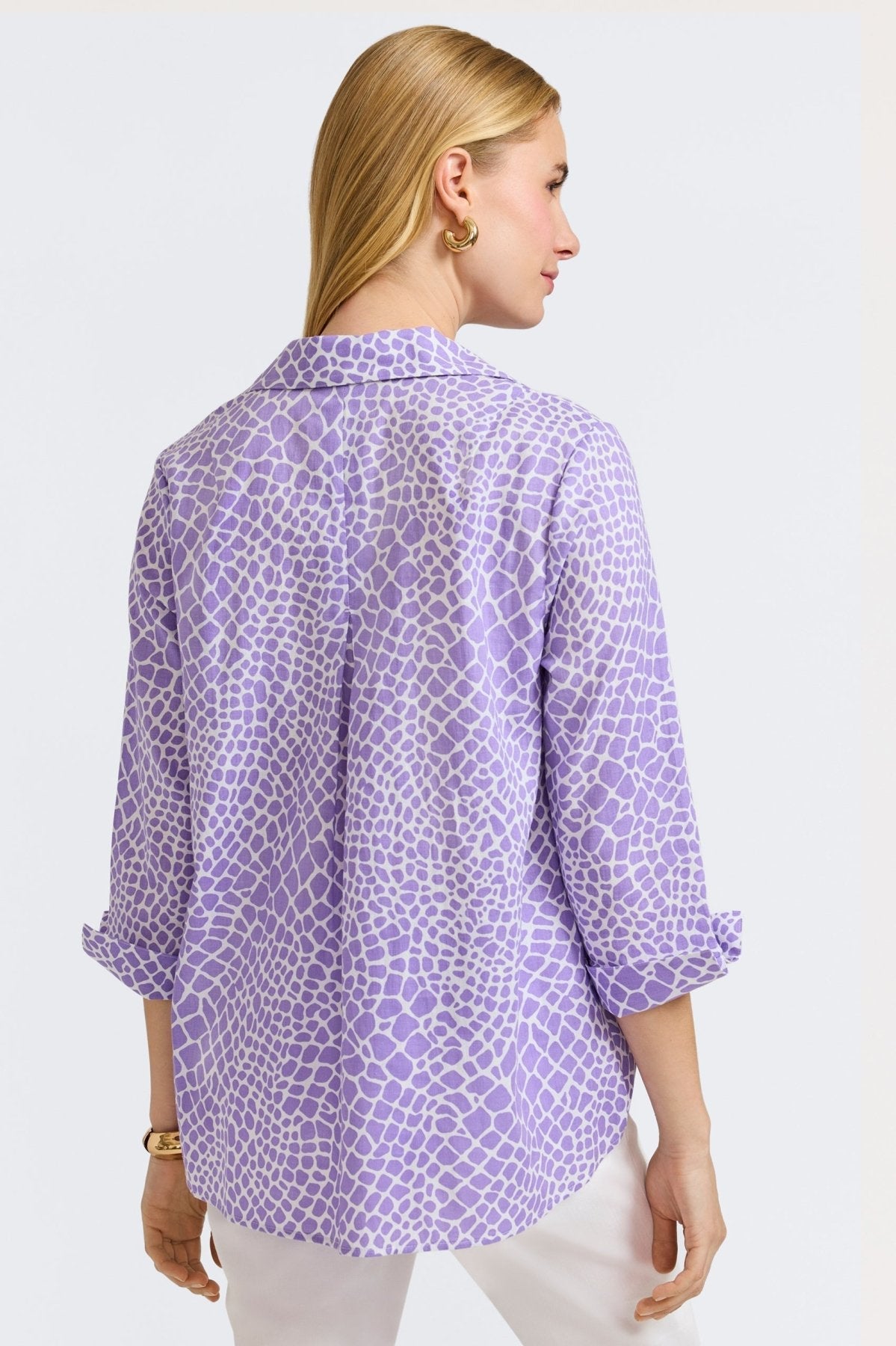 Agnes Linen Giraffe 3/4 Sleeve Popover Shirt