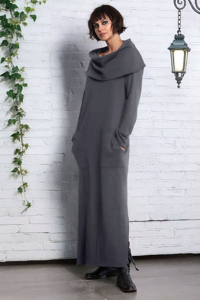 French Terry Long Cowl Dress
