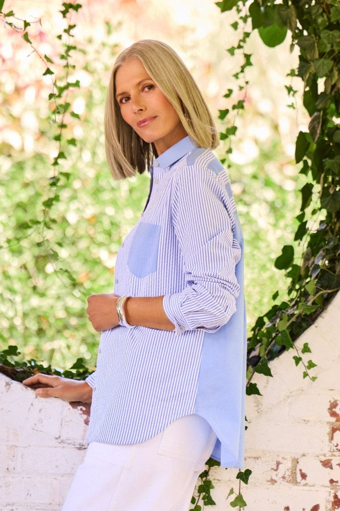 Boyfriend Seersucker Long Sleeve Tunic