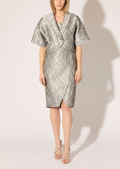 Foliage Relief Jacquard Cropped Jacket