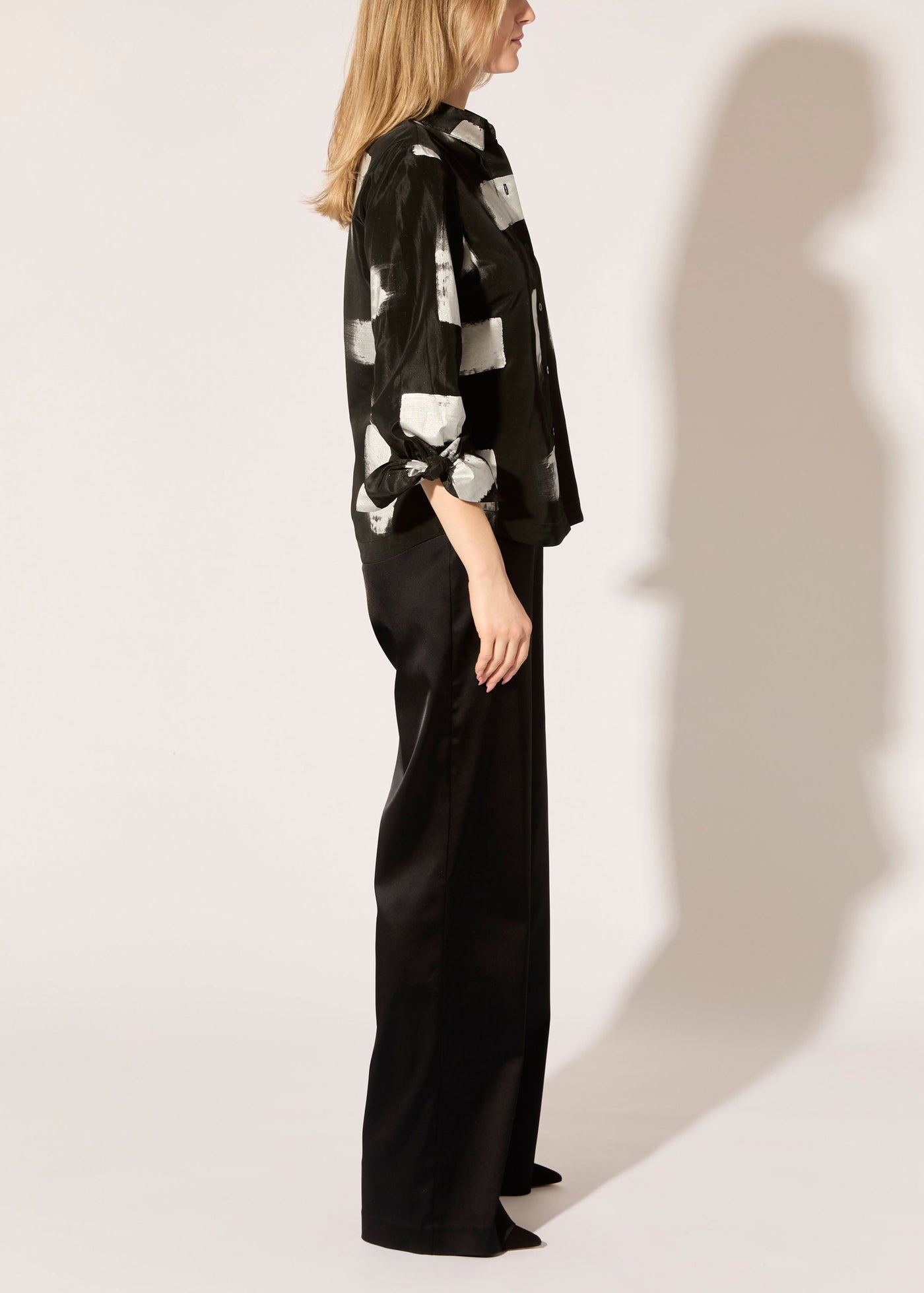 Stretch Satin Stovepipe Pants