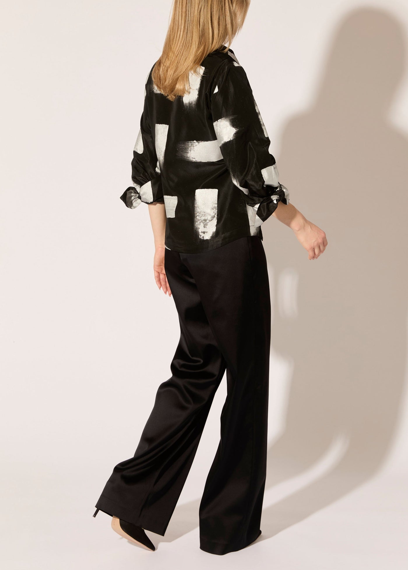 Stretch Satin Stovepipe Pants