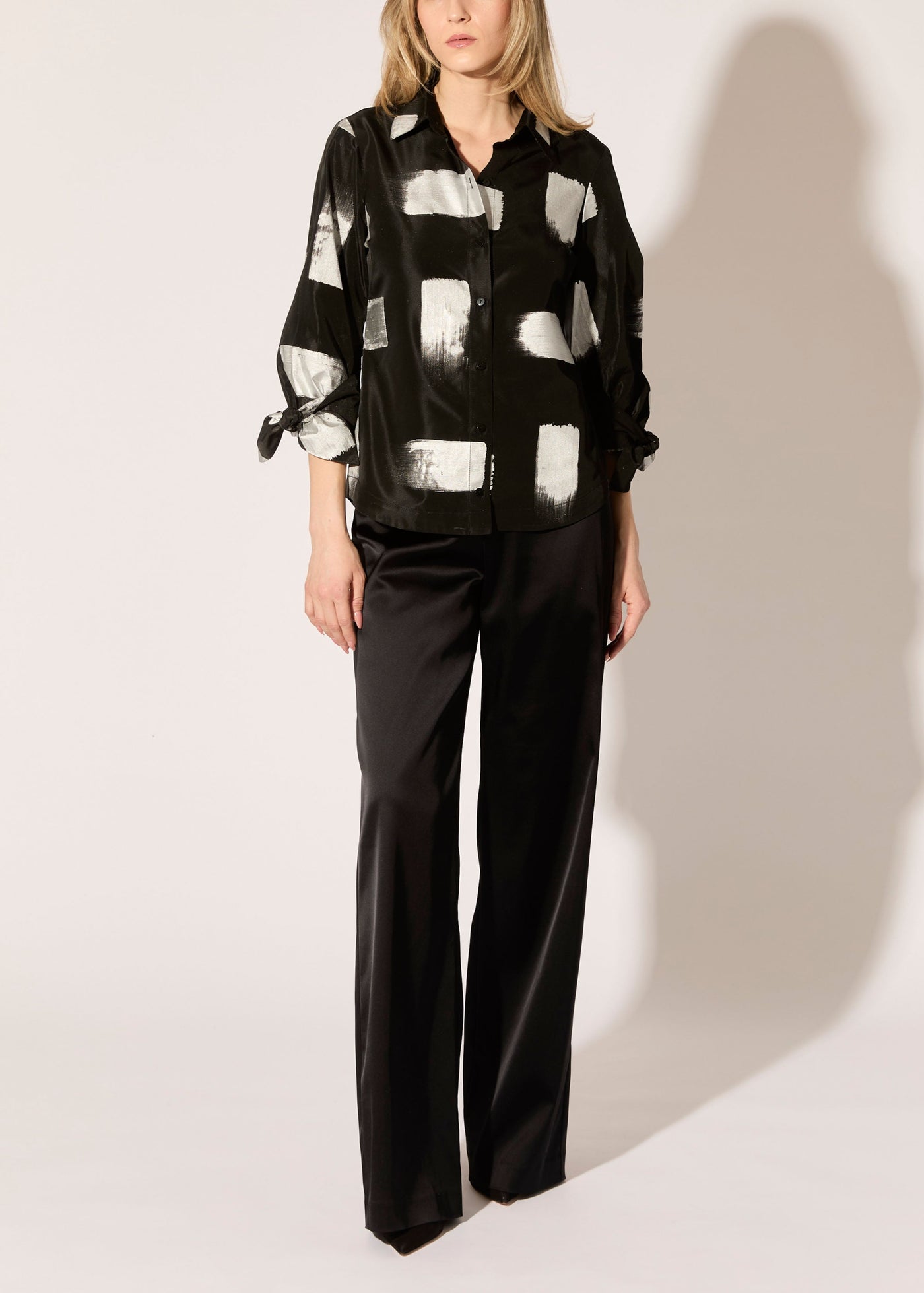 Stretch Satin Stovepipe Pants