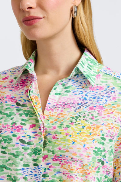 Olivia Linen Impressionist Floral 3/4 Sleeve Shirt