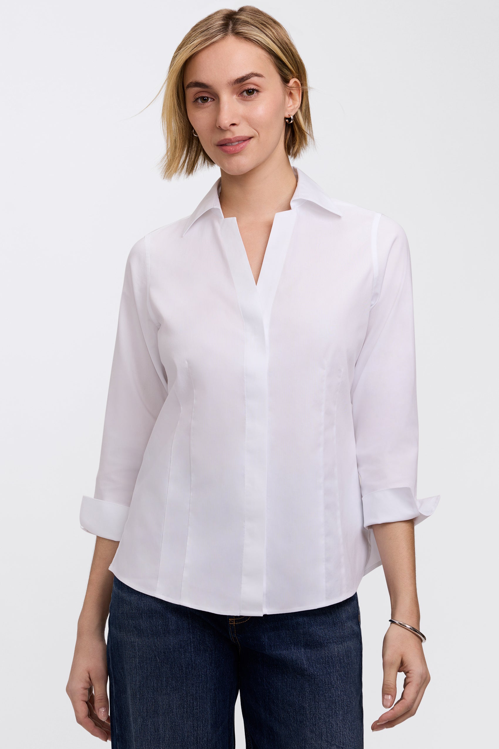 Taylor No Iron Pinpoint 3/4 Sleeve Shirt
#color_white