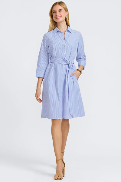 Fiona Seersucker Thin Stripe 3/4 Sleeve Dress