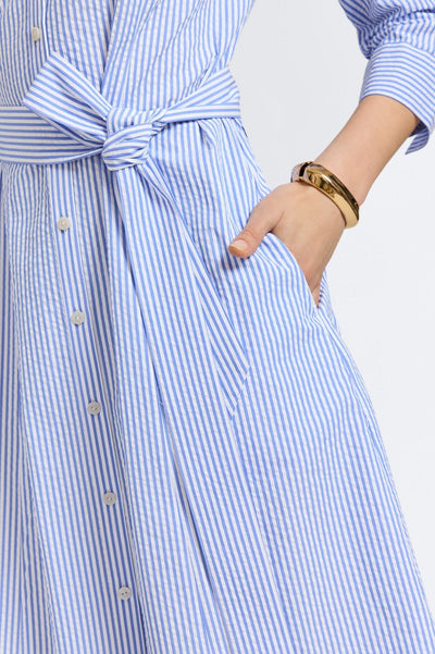 Fiona Seersucker Thin Stripe 3/4 Sleeve Dress