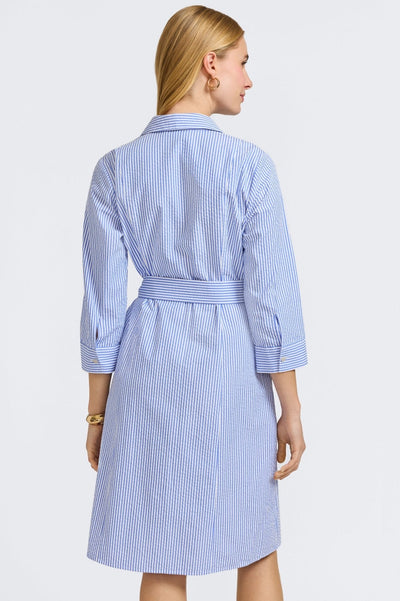 Fiona Seersucker Thin Stripe 3/4 Sleeve Dress