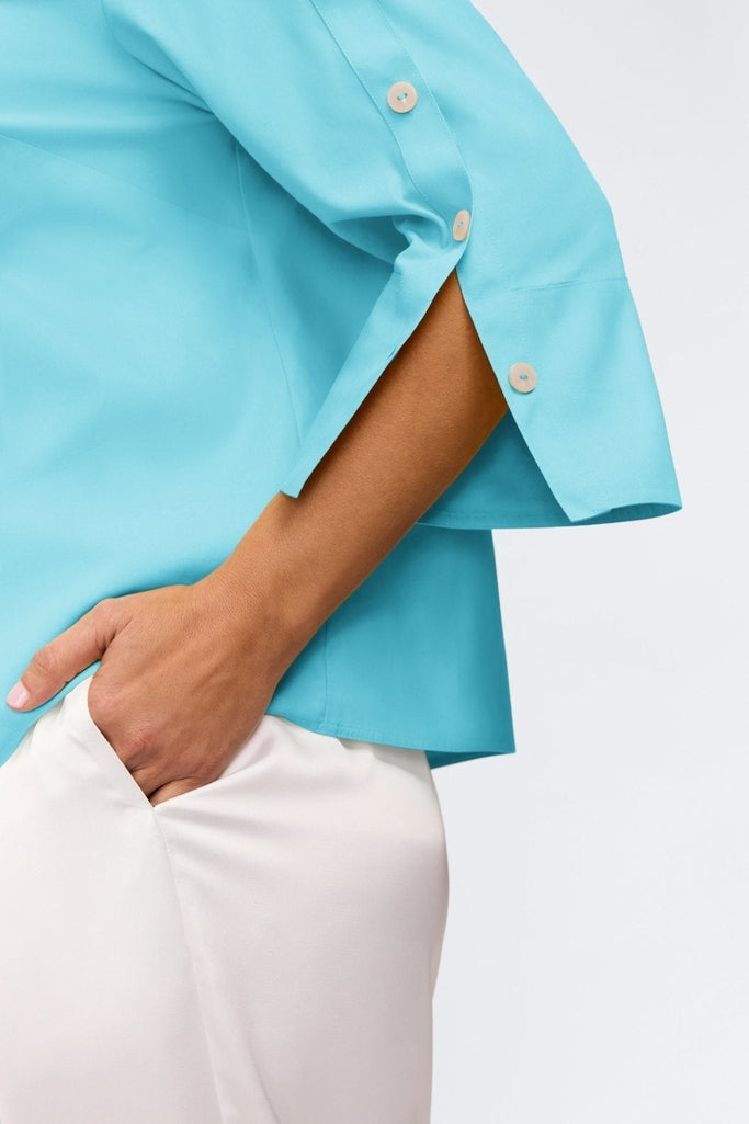 Lainey Plus No Iron Pinpoint 3/4 Button Sleeve Shirt