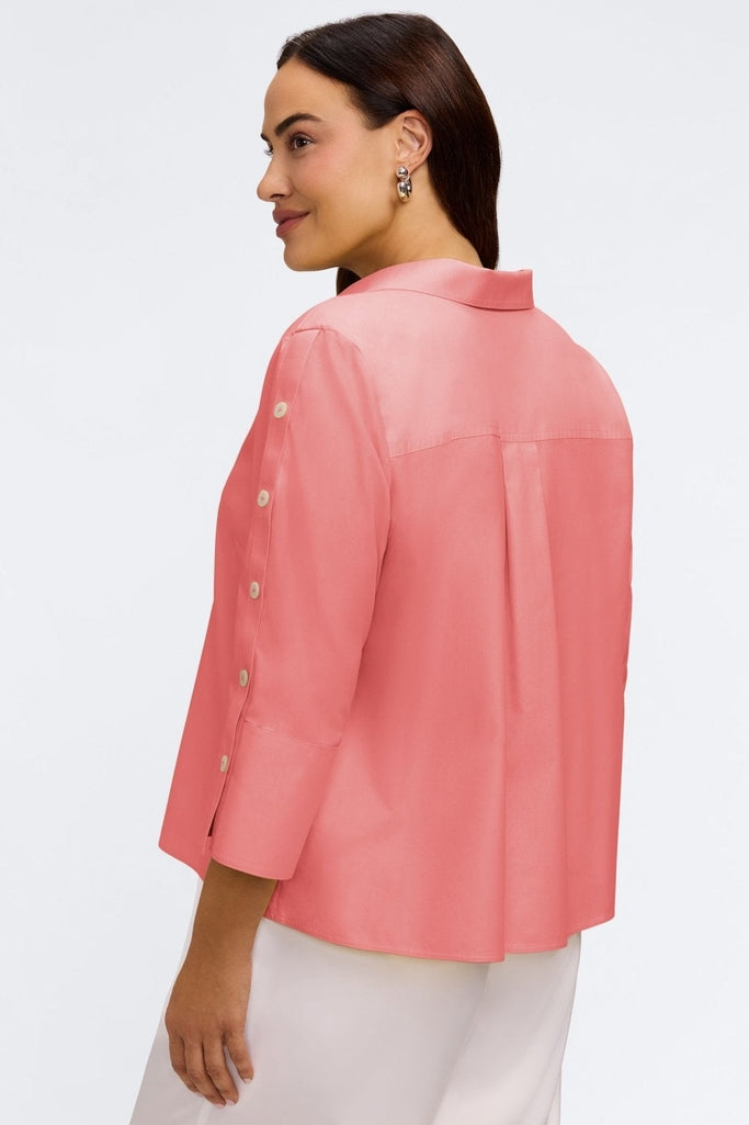 Lainey Plus No Iron Pinpoint 3/4 Button Sleeve Shirt