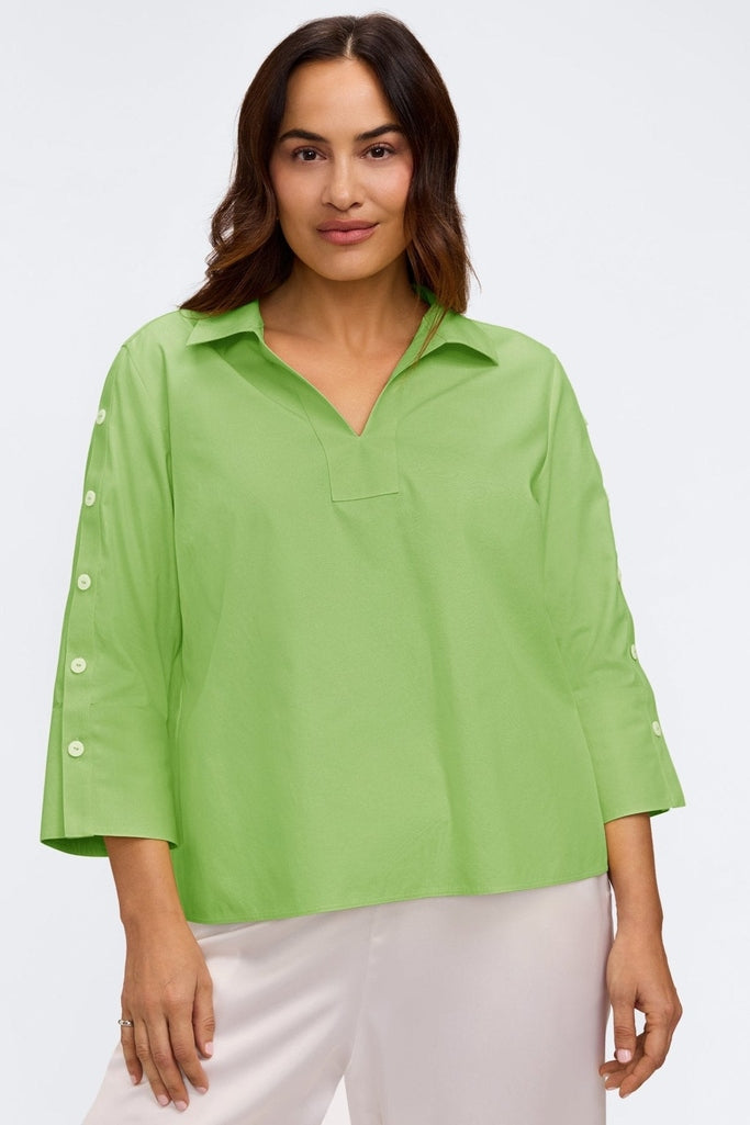 Lainey Plus No Iron Pinpoint 3/4 Button Sleeve Shirt