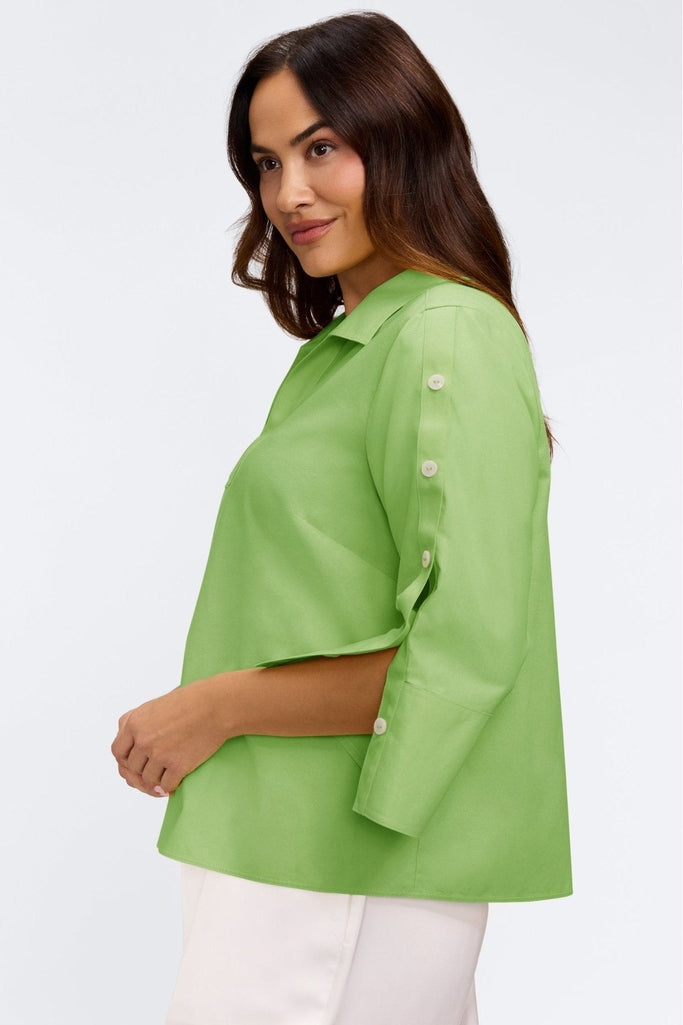 Lainey Plus No Iron Pinpoint 3/4 Button Sleeve Shirt