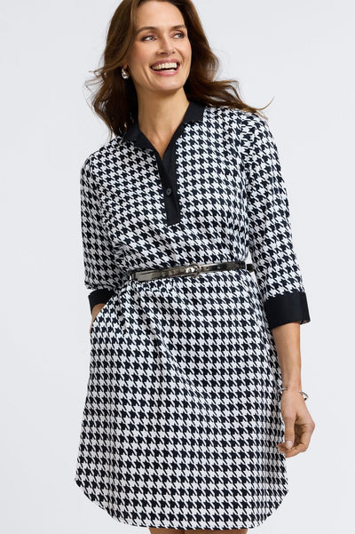 Sloane Classic Houndstooth 3/4 Sleeve Dress