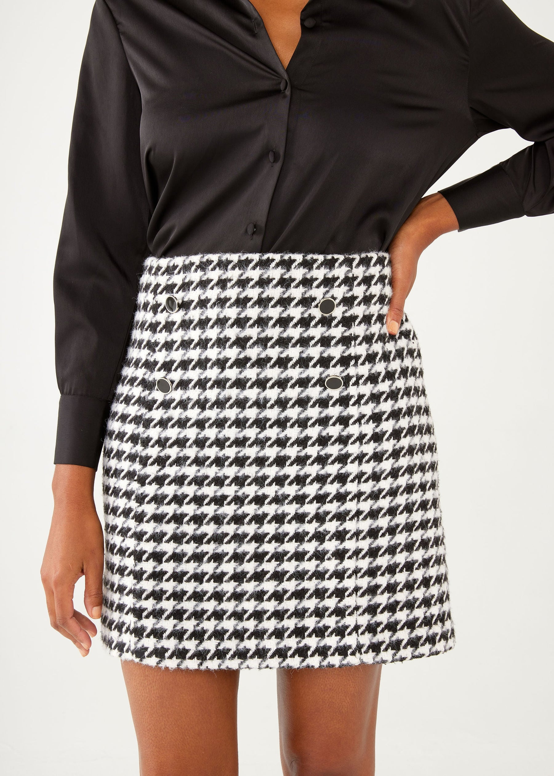 Jessica Skirt Black and White Houndstooth