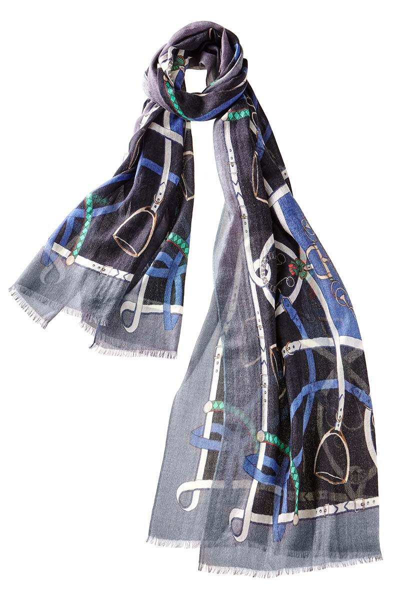 Alpine Cashmere Featherweight Printed Cashmere Verona Scarf in Black