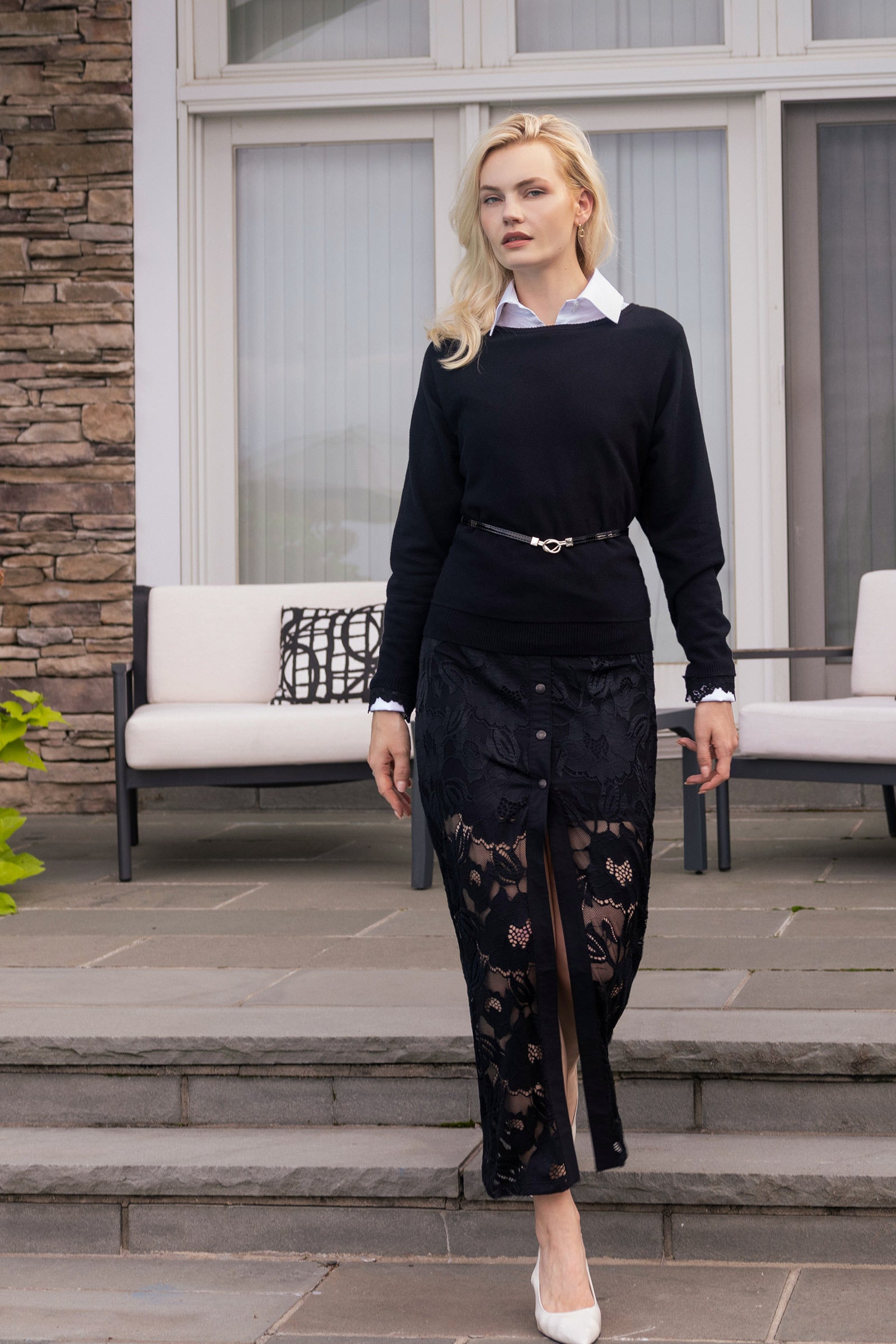 Ariel Ultralight & Lace Button Down Maxi Skirt