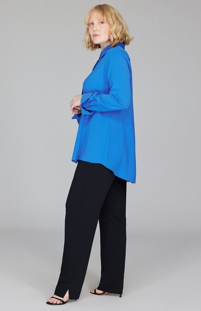 Lustrous Crepe Back Overlap Shirt