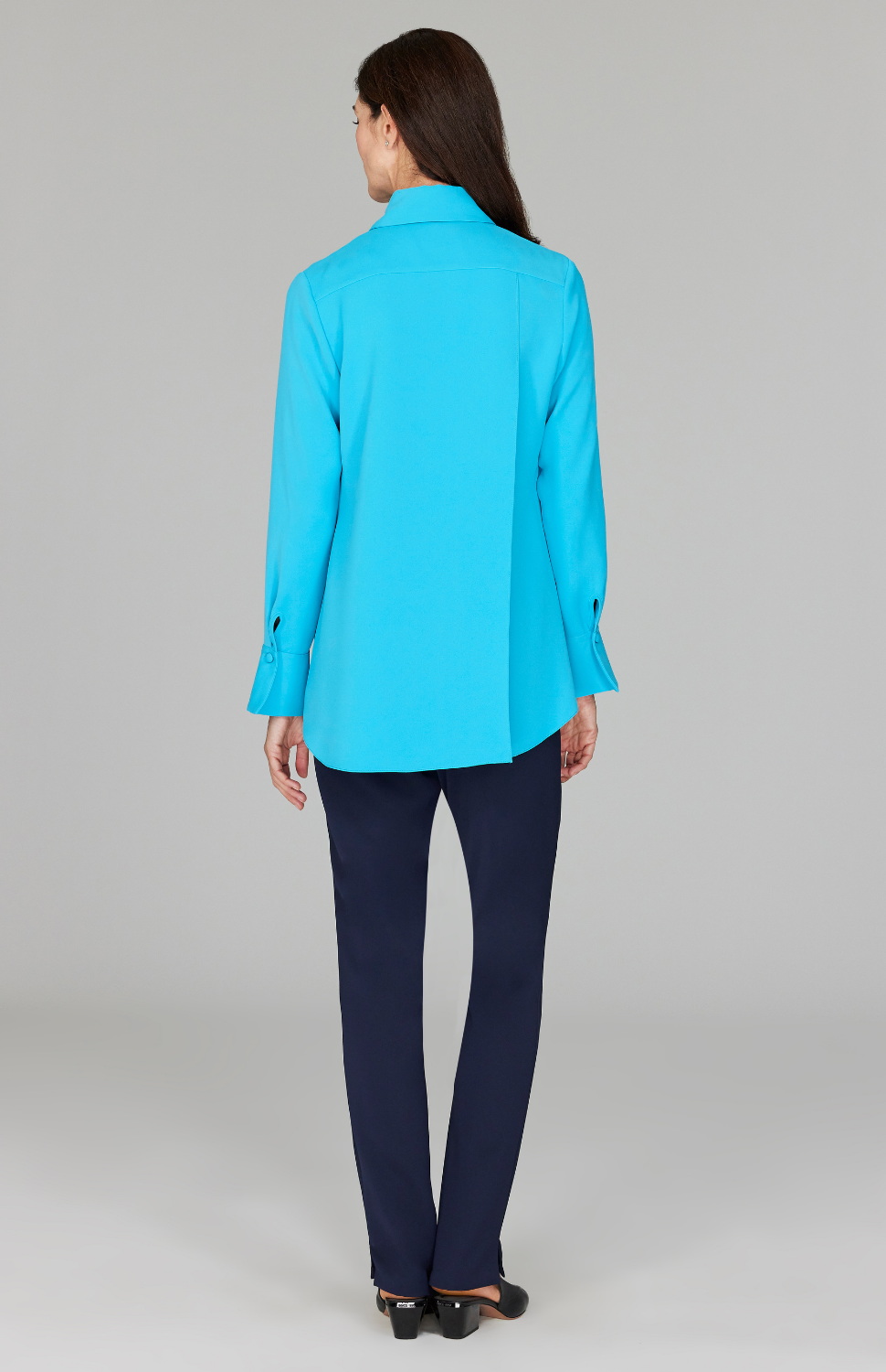 Lustrous Crepe Back Overlap Shirt