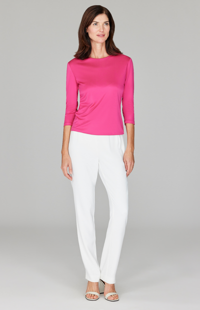 Lustrous Crepe Essential Narrow Leg Pant w/Flat Front, Back Elastic, & Slimmest Fit