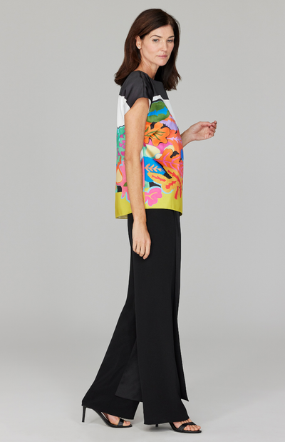 Color Block Floral Dolman Sleeve Blouse