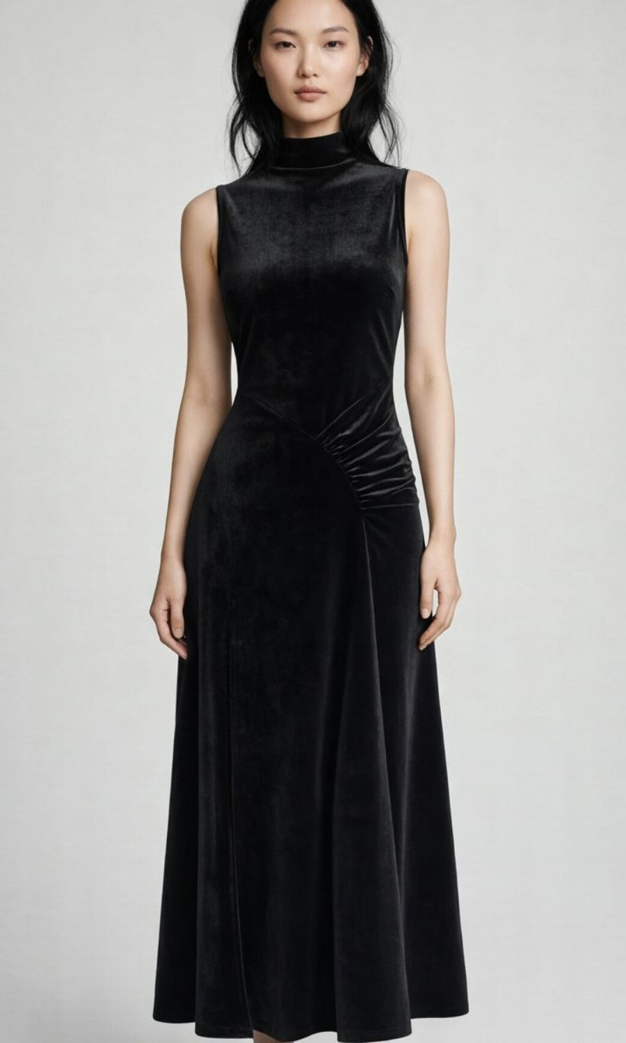 Halle Velvet Mock Neck Maxi Dress